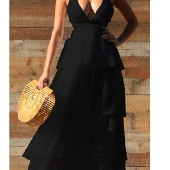 Ruffled tiered long maxi dress - Picture 3 of 3